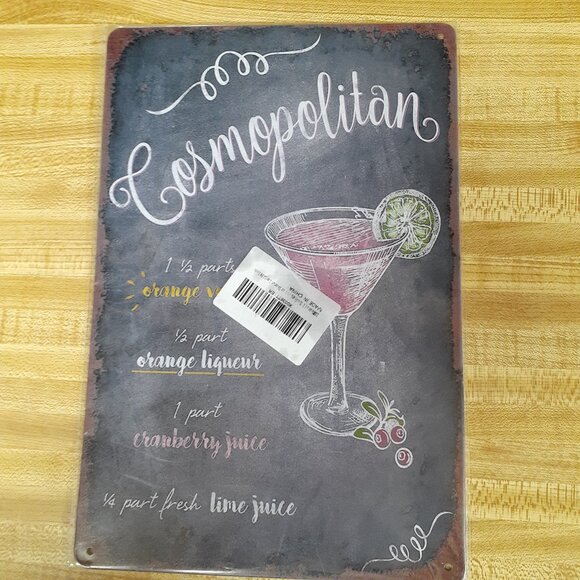 Cosmopolitan Recipe Tin Sign 8x12 Metal Wall Art Cosmo Kitchen Cocktail Poster - Picture 1 of 7